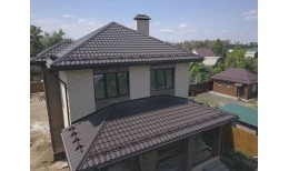 Металлочерепица МЕТАЛЛ ПРОФИЛЬ Монтекристо-M (VALORI-20-DarkBrown-0.5)