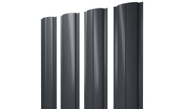 Штакетник Полукруглый Slim с прямым резом 0,5 Rooftop Бархат RAL 7024 мокрый асфальт