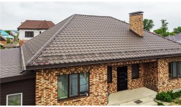 Металлочерепица камея Grand Line 0,5 Rooftop Бархат RR 32 темно-коричневый