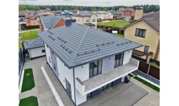Металлочерепица квинта плюс Grand Line 0,5 Satin Matt RAL 7024 мокрый асфальт