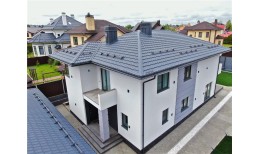 Металлочерепица квинта плюс Grand Line 0,5 Satin Matt RAL 7024 мокрый асфальт