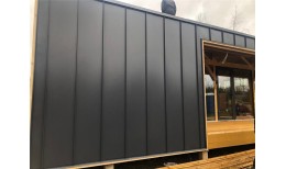 Кликфальц Pro Gofr Grand Line 0,5 Satin с пленкой на замках RAL 7024 мокрый асфальт