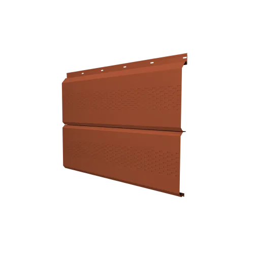Софит ЭкоБрус с перфорацией 0,345 Grand Line 0,5 Satin с пленкой RAL 8004 терракота